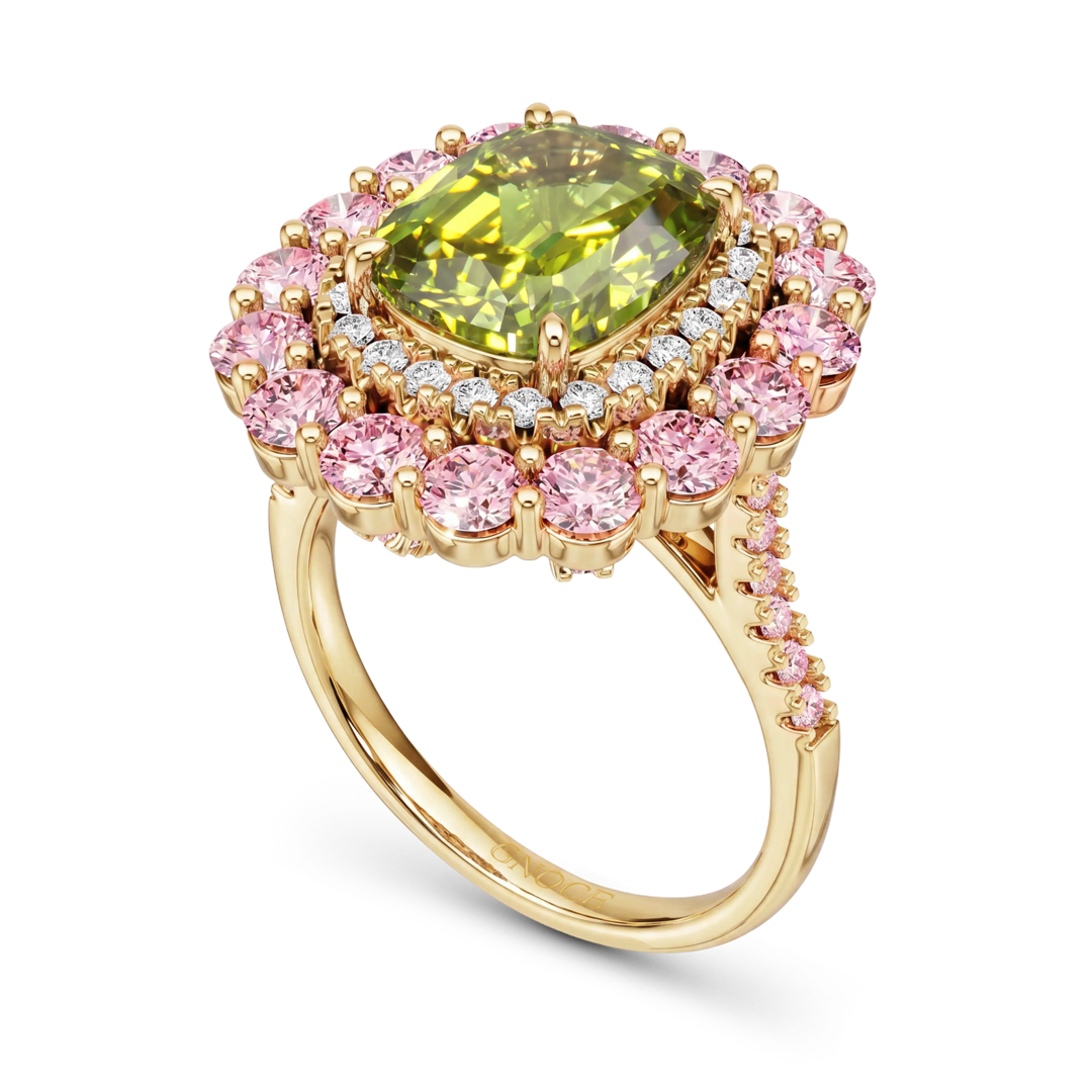 Gnoce Double Halo Peridot Ring_6