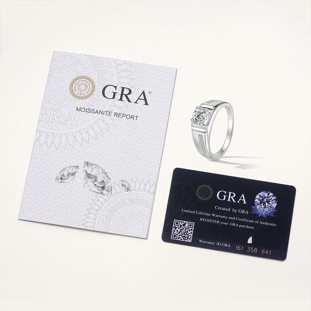 Gnoce Moissanite Men Wedding Ring Platinum-plated Silver Blend_4
