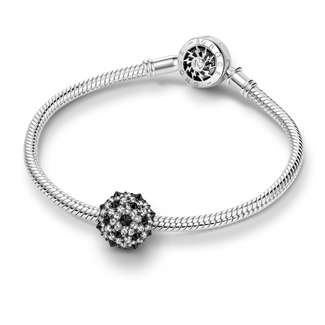 Gnoce British Punk Spiked Crystal Bead Charm Platinum‑plated Silver Blend_3