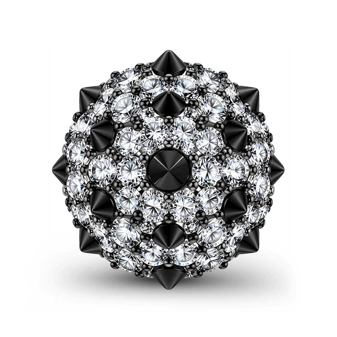 Gnoce British Punk Spiked Crystal Bead Charm Platinum‑plated Silver Blend_1