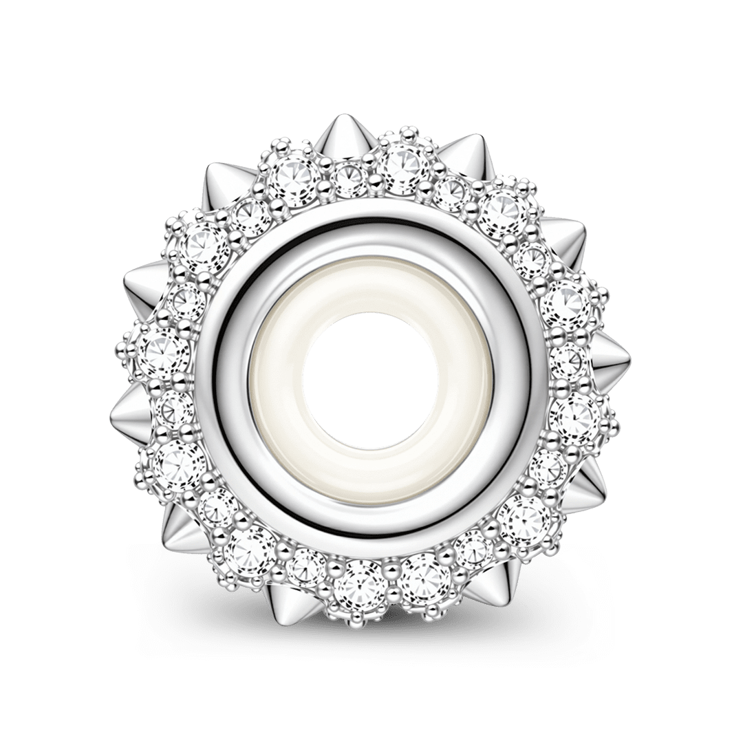 Gnoce British Punk Spiked Safety Stopper Bead Charm Platinum‑plated Silver Blend_5