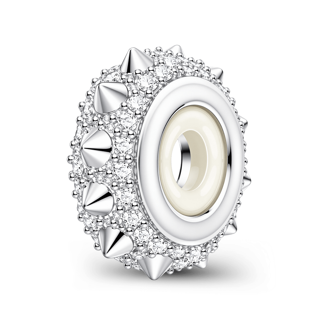 Gnoce British Punk Spiked Safety Stopper Bead Charm Platinum‑plated Silver Blend_1