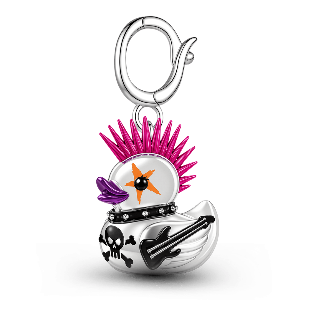 Gnoce Glow-in-the-Dark British Punk Duck Clasp Dangle Charm Platinum‑plated Silver Blend_6