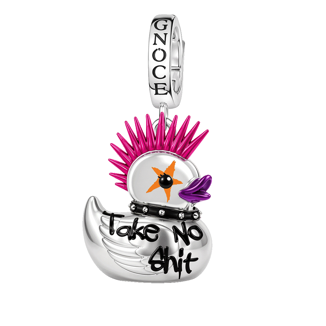 Gnoce Glow-in-the-Dark British Punk Duck Clasp Dangle Charm Platinum‑plated Silver Blend_1
