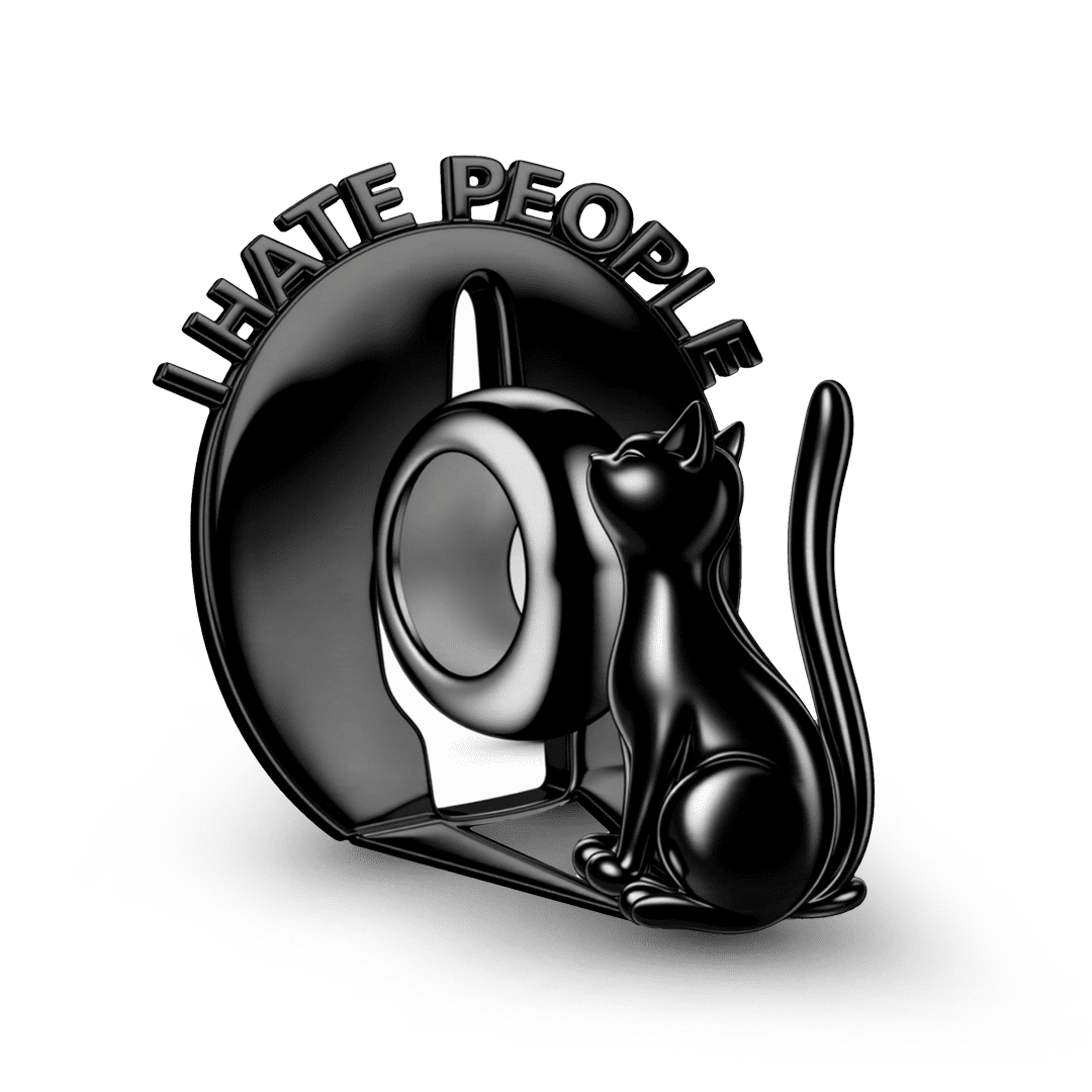 Gnoce British Punk Black Cat Middle Finger Bead Platinum‑plated Silver Blend_5