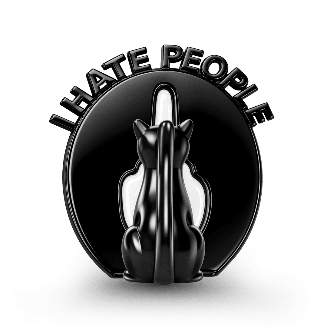 Gnoce British Punk Black Cat Middle Finger Bead Platinum‑plated Silver Blend_1