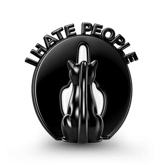 Gnoce British Punk Black Cat Middle Finger Bead Platinum‑plated Silver Blend_1