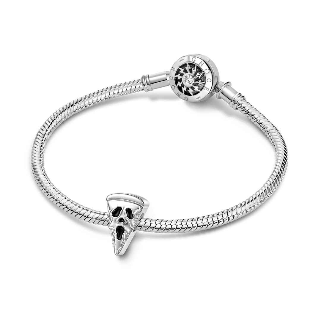 Gnoce Halloween Skull Pizza Bead Platinum-plated Silver Blend_3