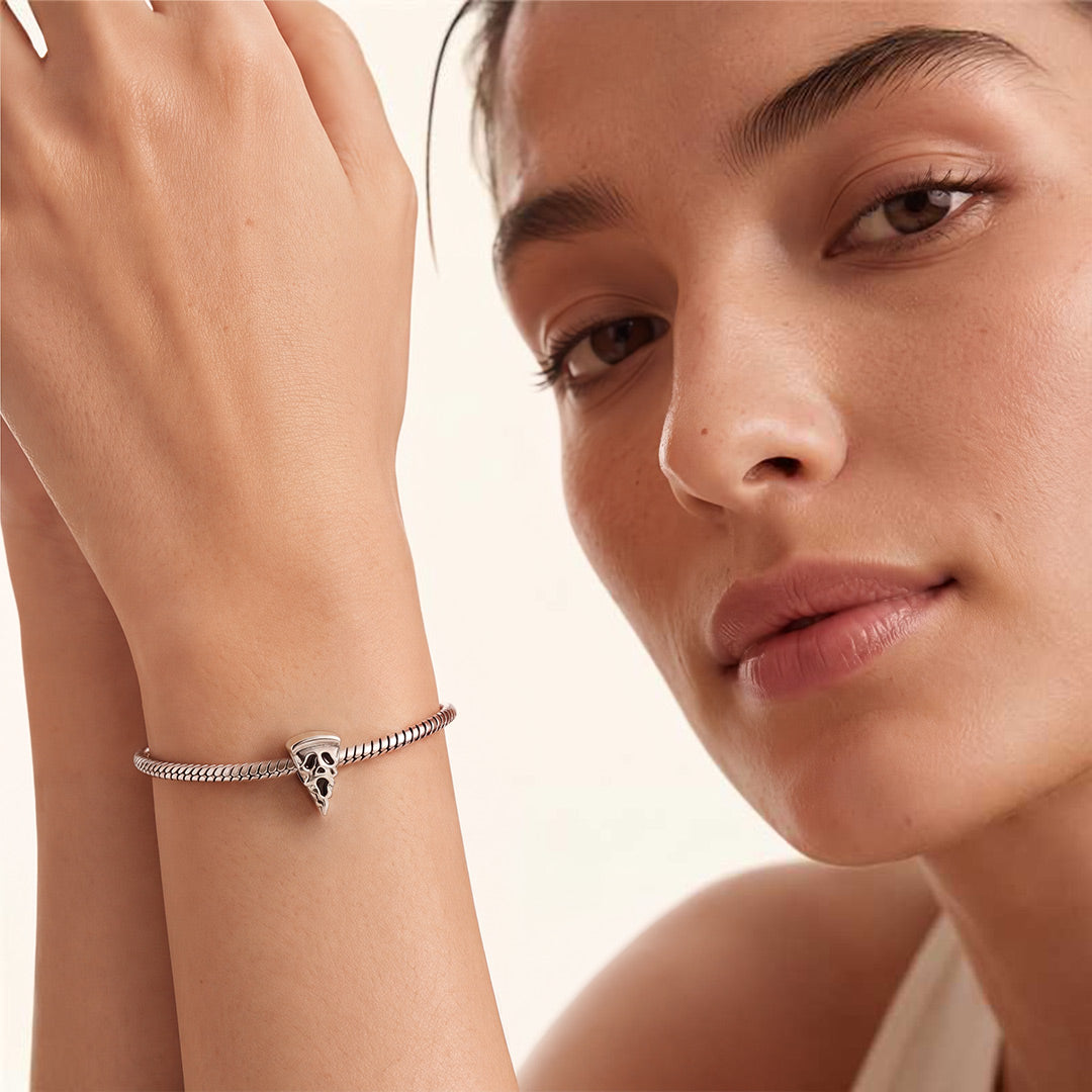 Gnoce Halloween Skull Pizza Bead Platinum-plated Silver Blend_4