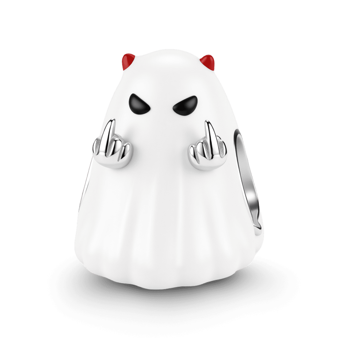 Gnoce Glow-in-the-Dark Halloween Ghost Bead Platinum-plated Silver Blend_2