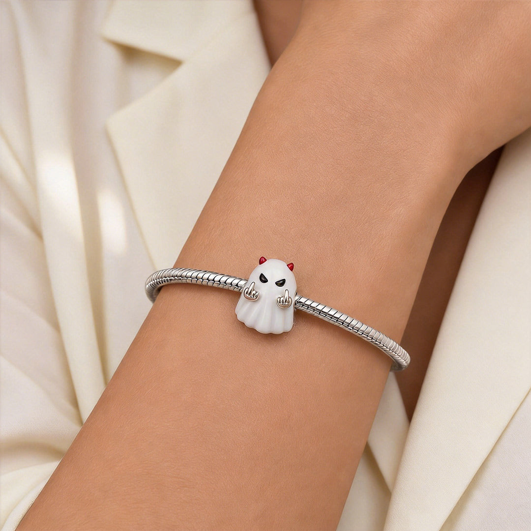 Gnoce Glow-in-the-Dark Halloween Ghost Bead Platinum-plated Silver Blend_3