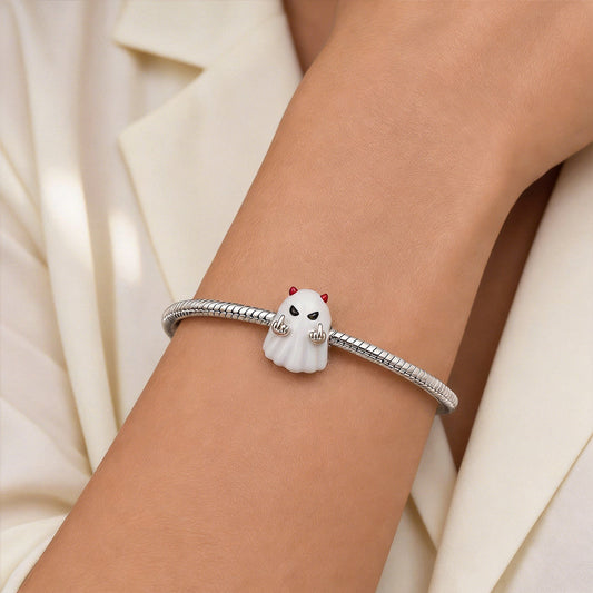 Gnoce Glow-in-the-Dark Halloween Ghost Bead Platinum-plated Silver Blend_3