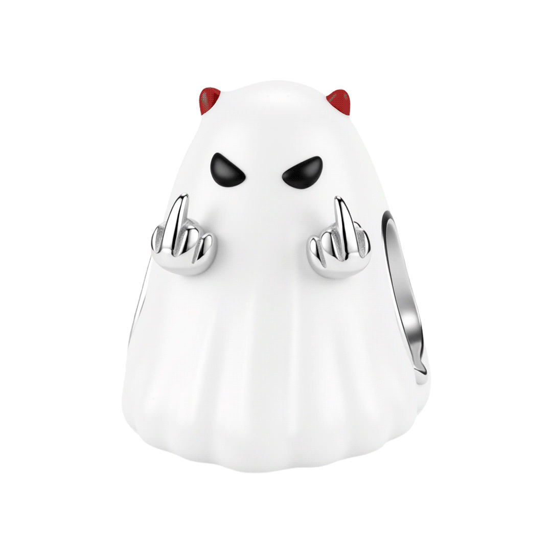 Gnoce Glow-in-the-Dark Halloween Ghost Bead Platinum-plated Silver Blend_1