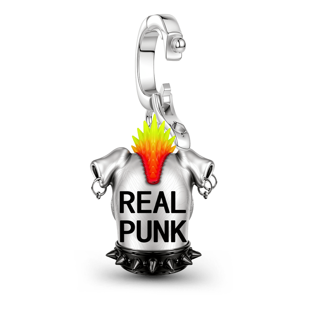 Gnoce Punk Dog Mohawk Clasp Dangle Charm Platinum‑plated Silver Blend_6