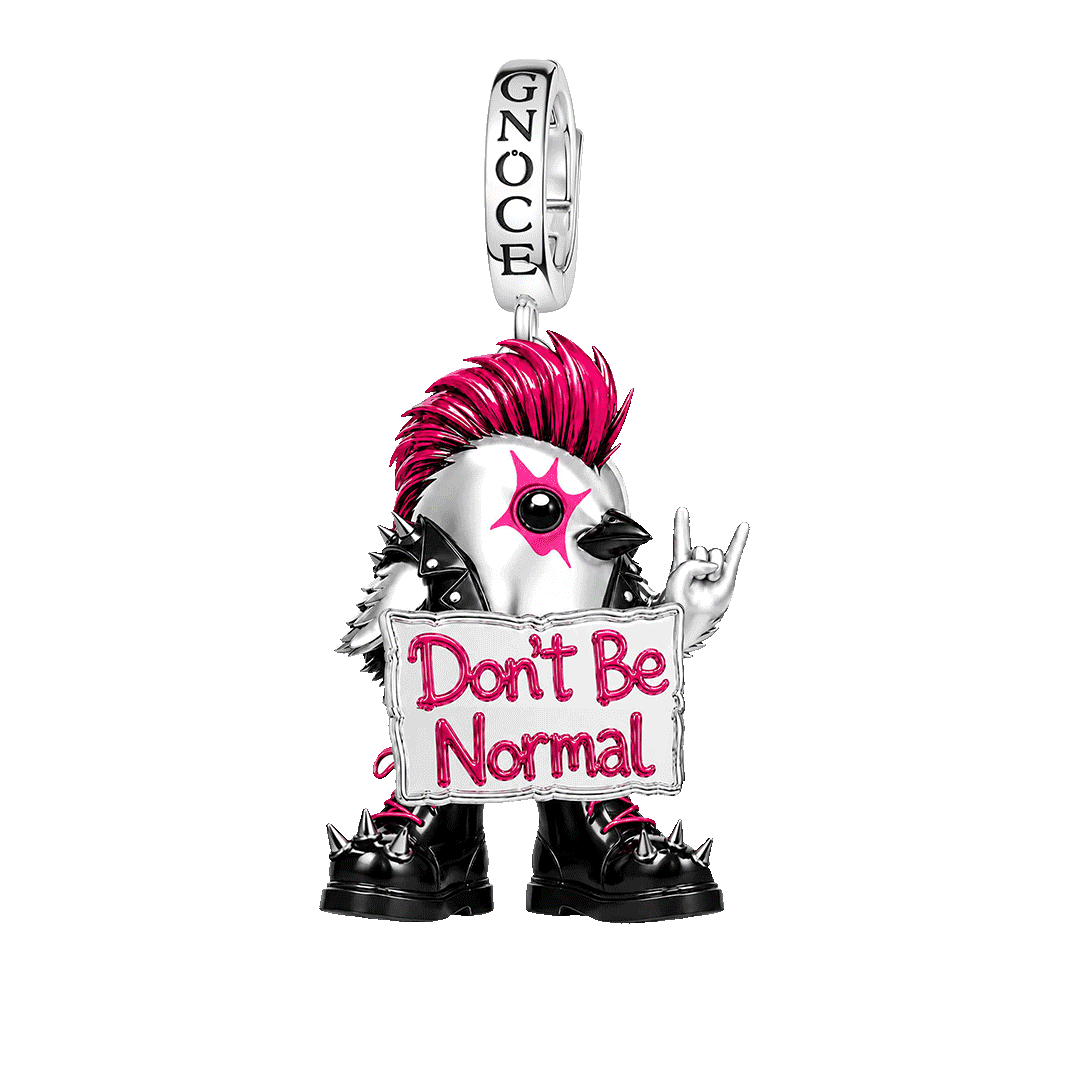 Gnoce Glow-in-the-Dark Punk Chicken Mohawk Clasp Dangle Charm Platinum‑plated Silver Blend_1