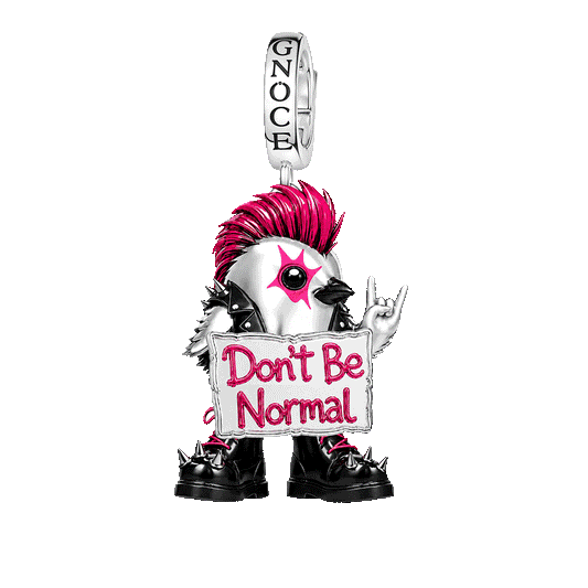 Gnoce Glow-in-the-Dark Punk Chicken Mohawk Clasp Dangle Charm Platinum‑plated Silver Blend_1