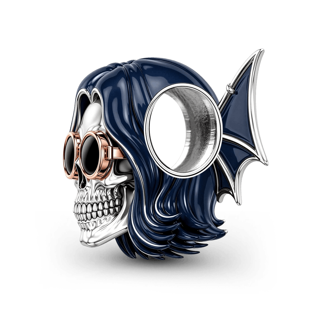 Gnoce Halloween Punk Rock Star Skull Bead Charm Platinum‑plated Silver Blend_5