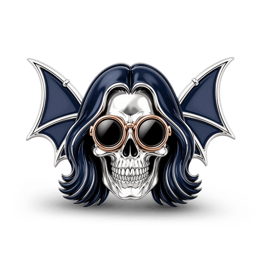Gnoce Halloween Punk Rock Star Skull Bead Charm Platinum‑plated Silver Blend_1