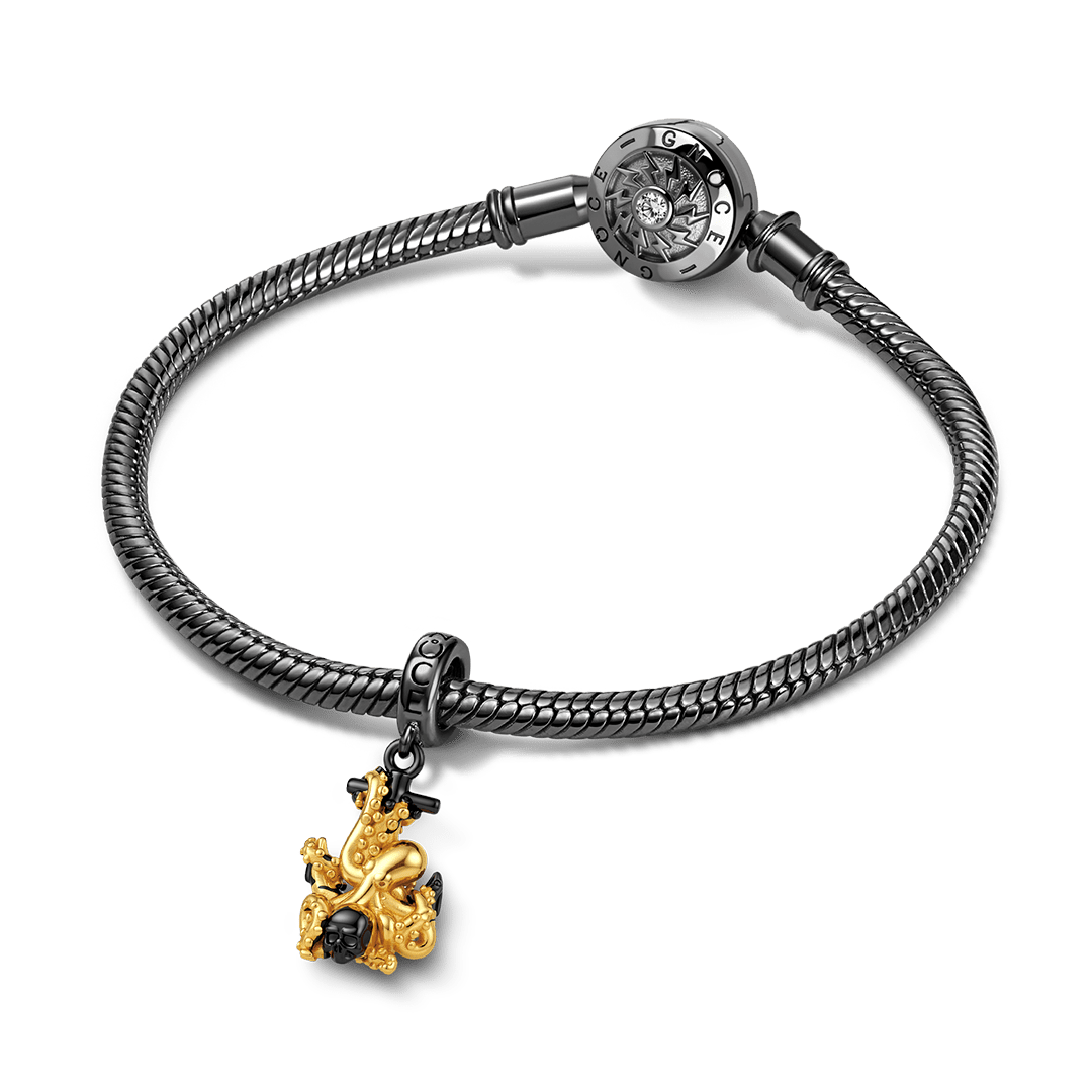 Gnoce Halloween Gothic Kraken Anchor Skull Dangle Charm_3