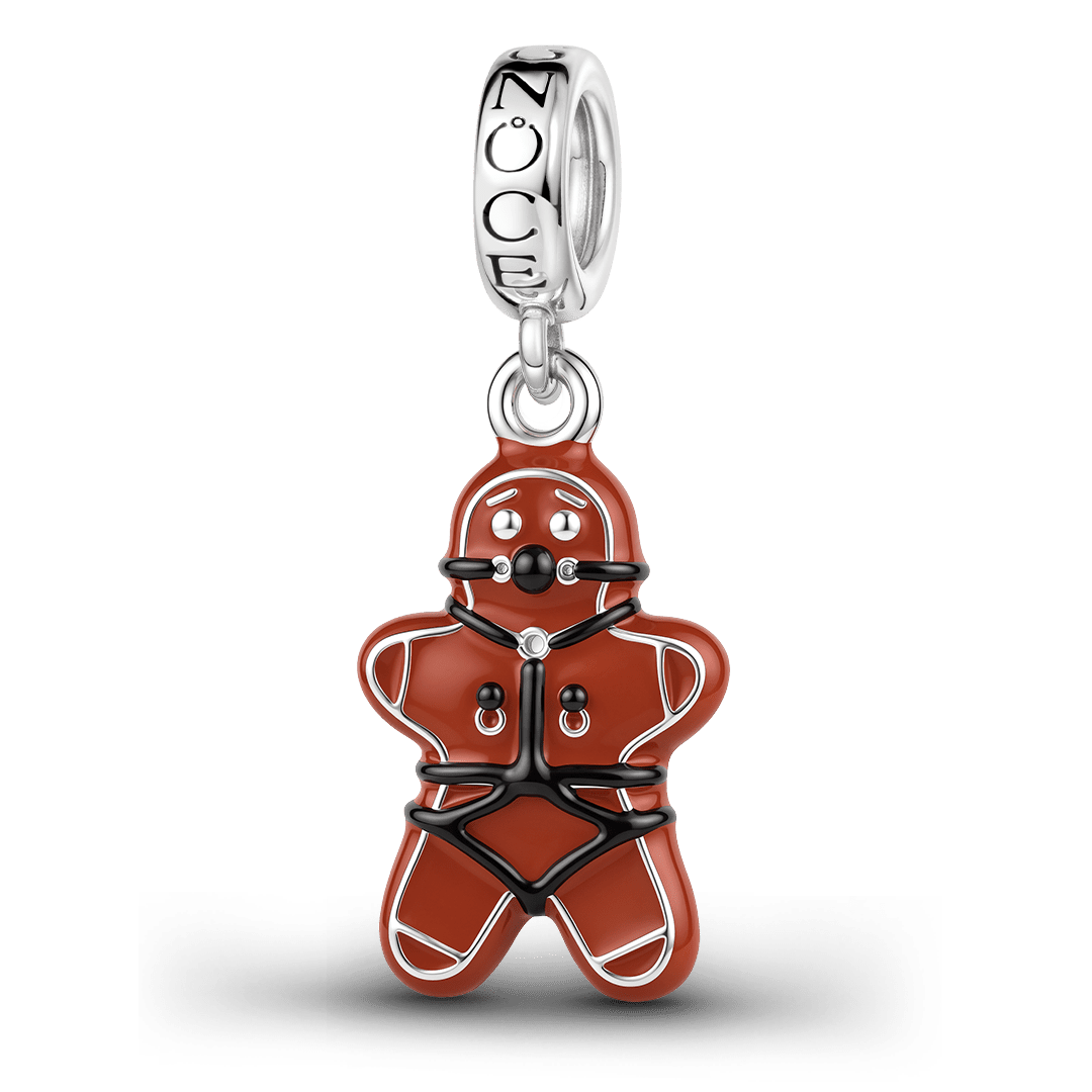 Gnoce Halloween Kinky Gingerbread Man Dangle Charm Platinum-plated Silver Blend_1