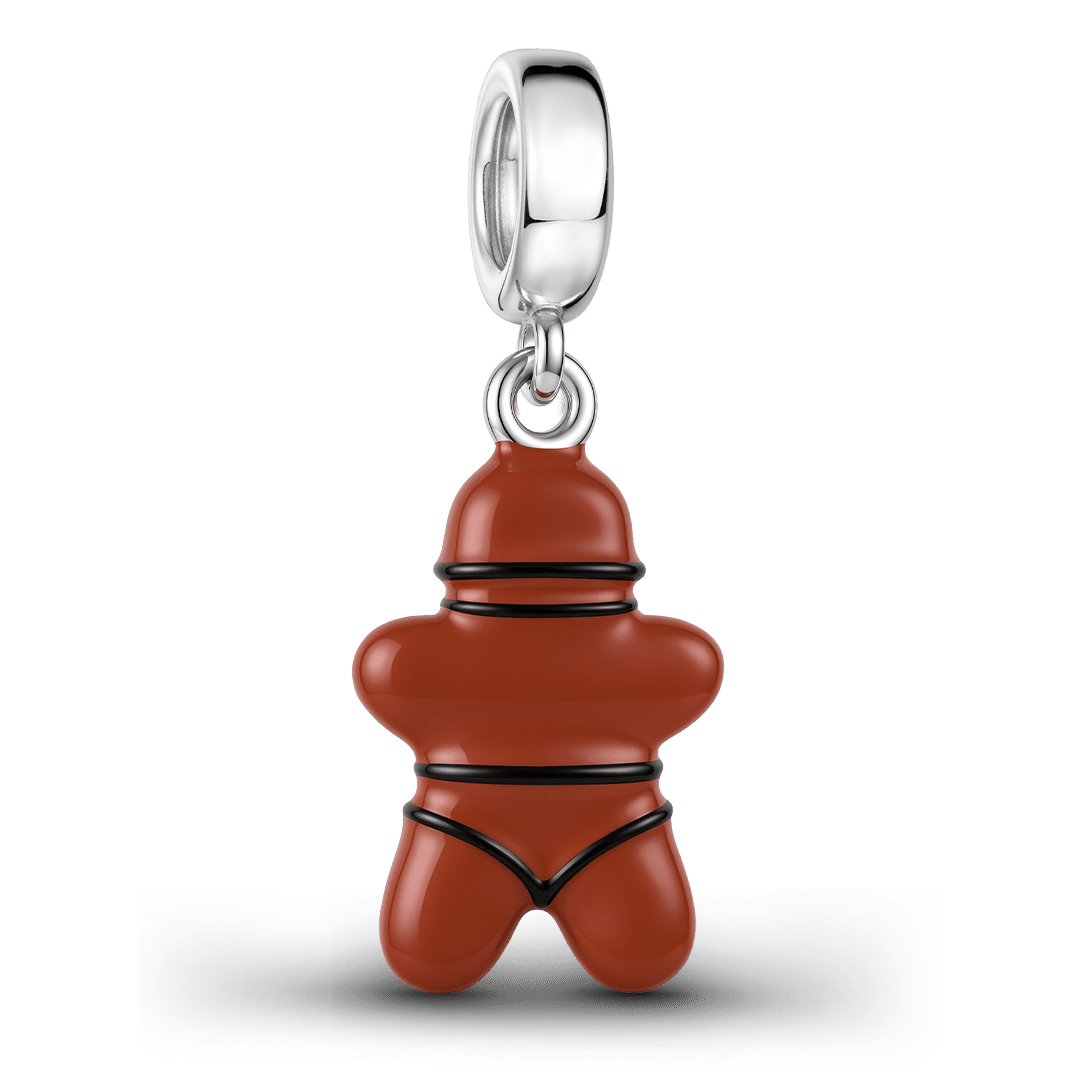Gnoce Halloween Kinky Gingerbread Man Dangle Charm Platinum-plated Silver Blend_5