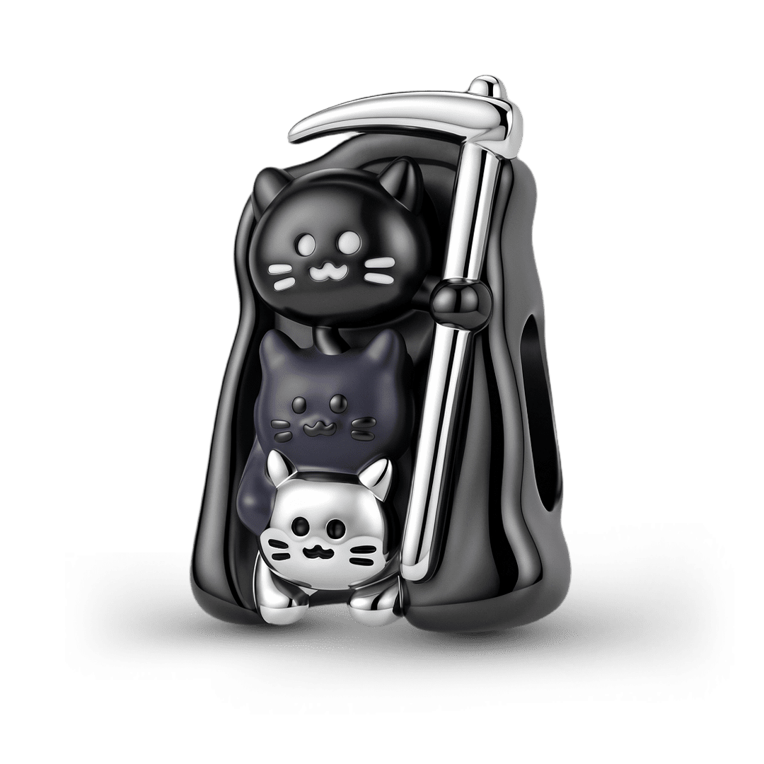 Gnoce Halloween Reaper Three Cats Death Scythe Charm Bead_1