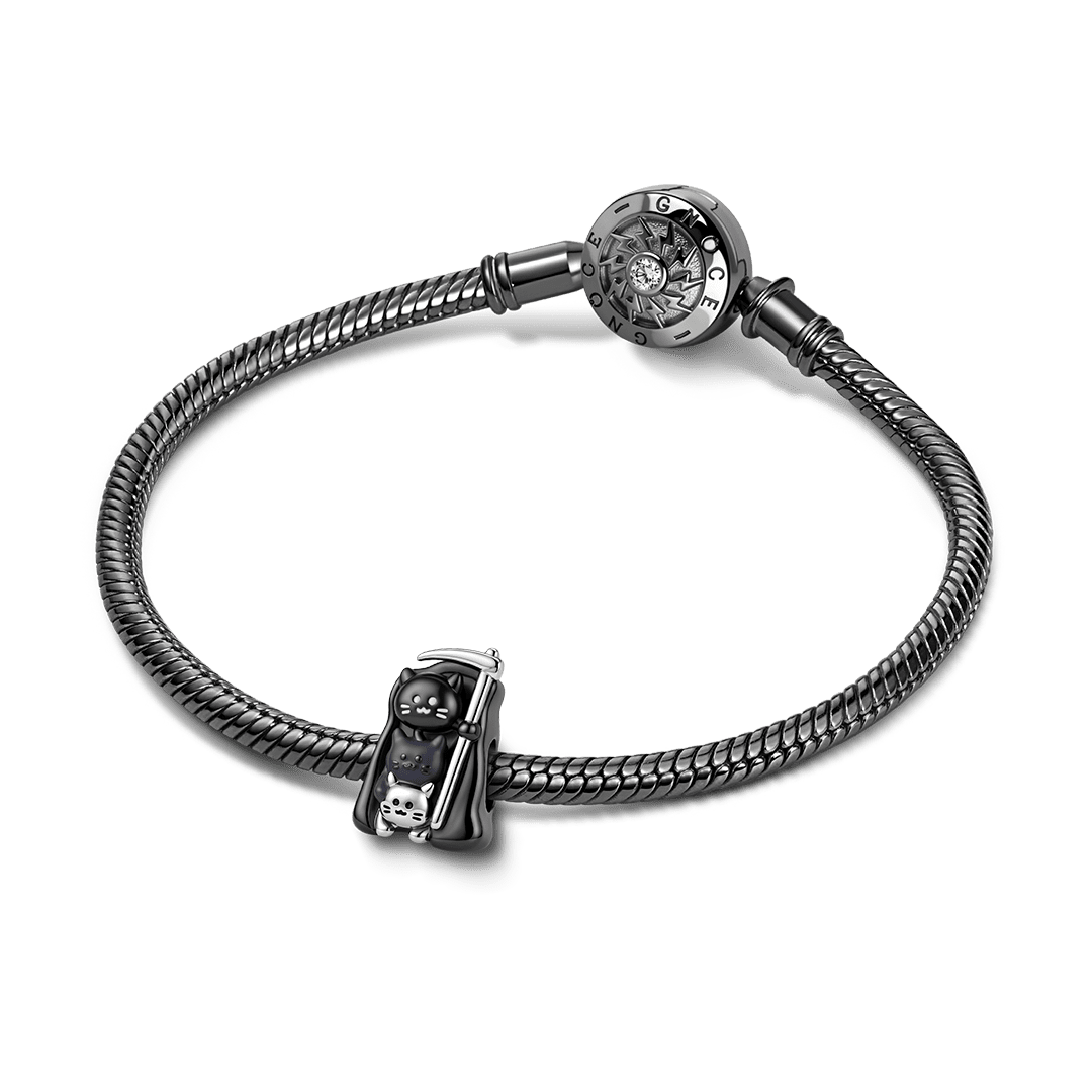 Gnoce Halloween Reaper Three Cats Death Scythe Charm Bead_3