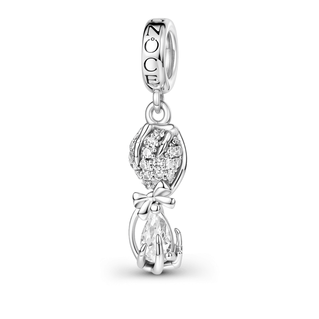 Gnoce Halloween Hand Bone Hourglass Dangle Charm Platinum-plated Silver Blend_1
