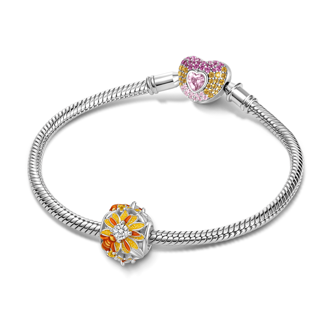Gnoce Sunflower and Bee Bead Platinum-plated Silver Blend_3