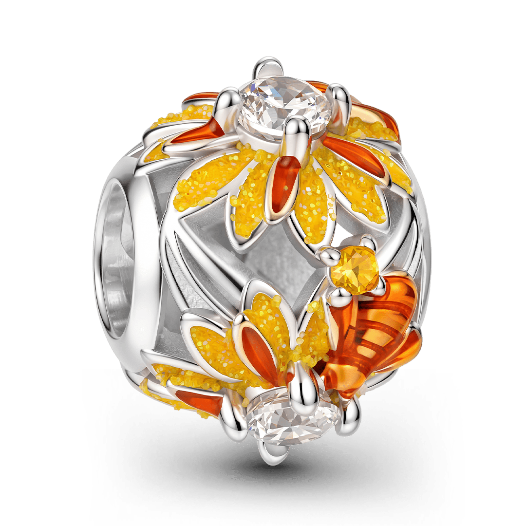 Gnoce Sunflower and Bee Bead Platinum-plated Silver Blend_5
