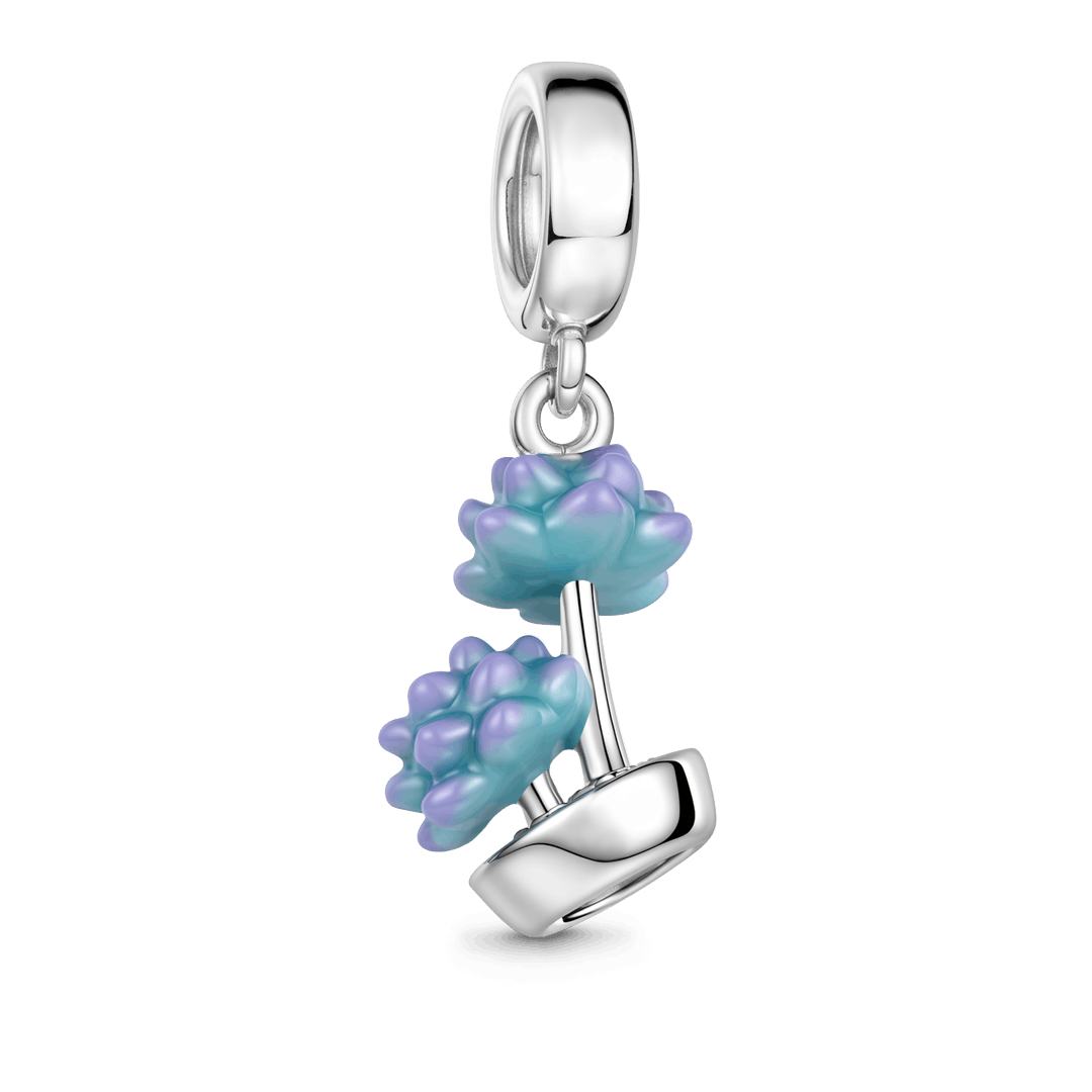 Gnoce Gradient Blue Lotus Faith Dangle Charm Platinum-plated Silver Blend_5