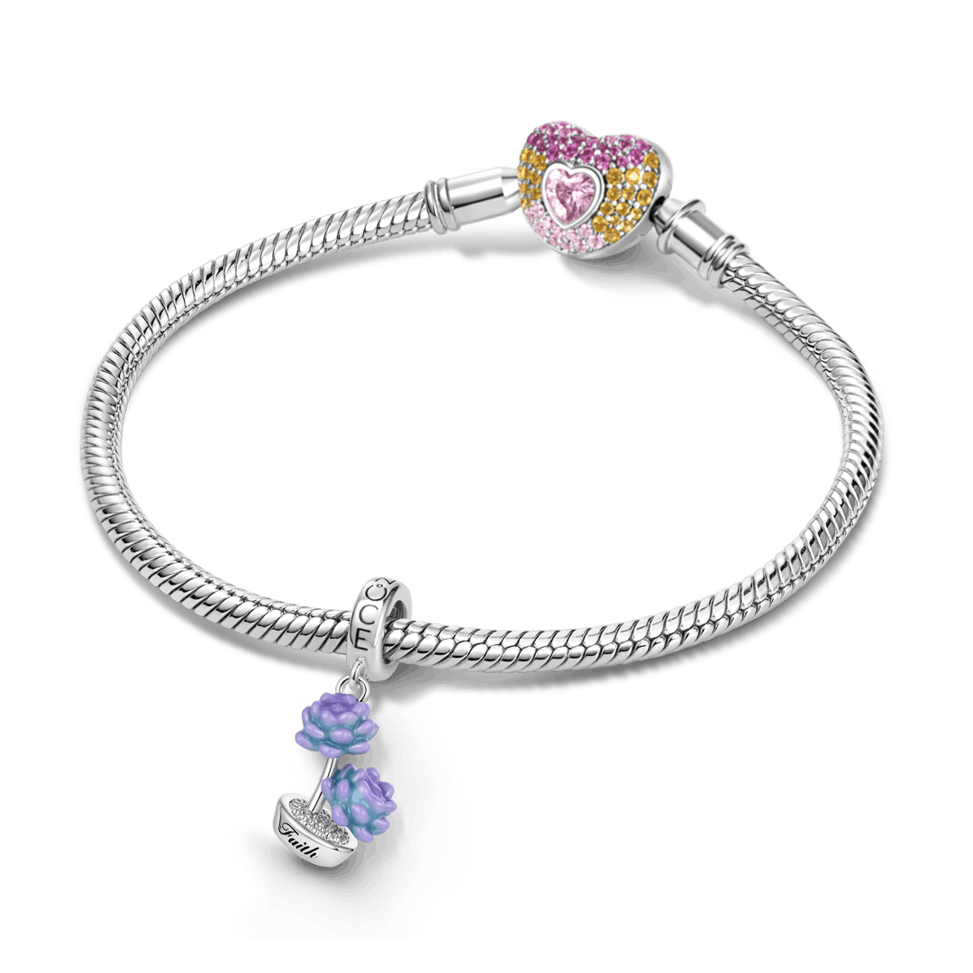 Gnoce Gradient Blue Lotus Faith Dangle Charm Platinum-plated Silver Blend_3