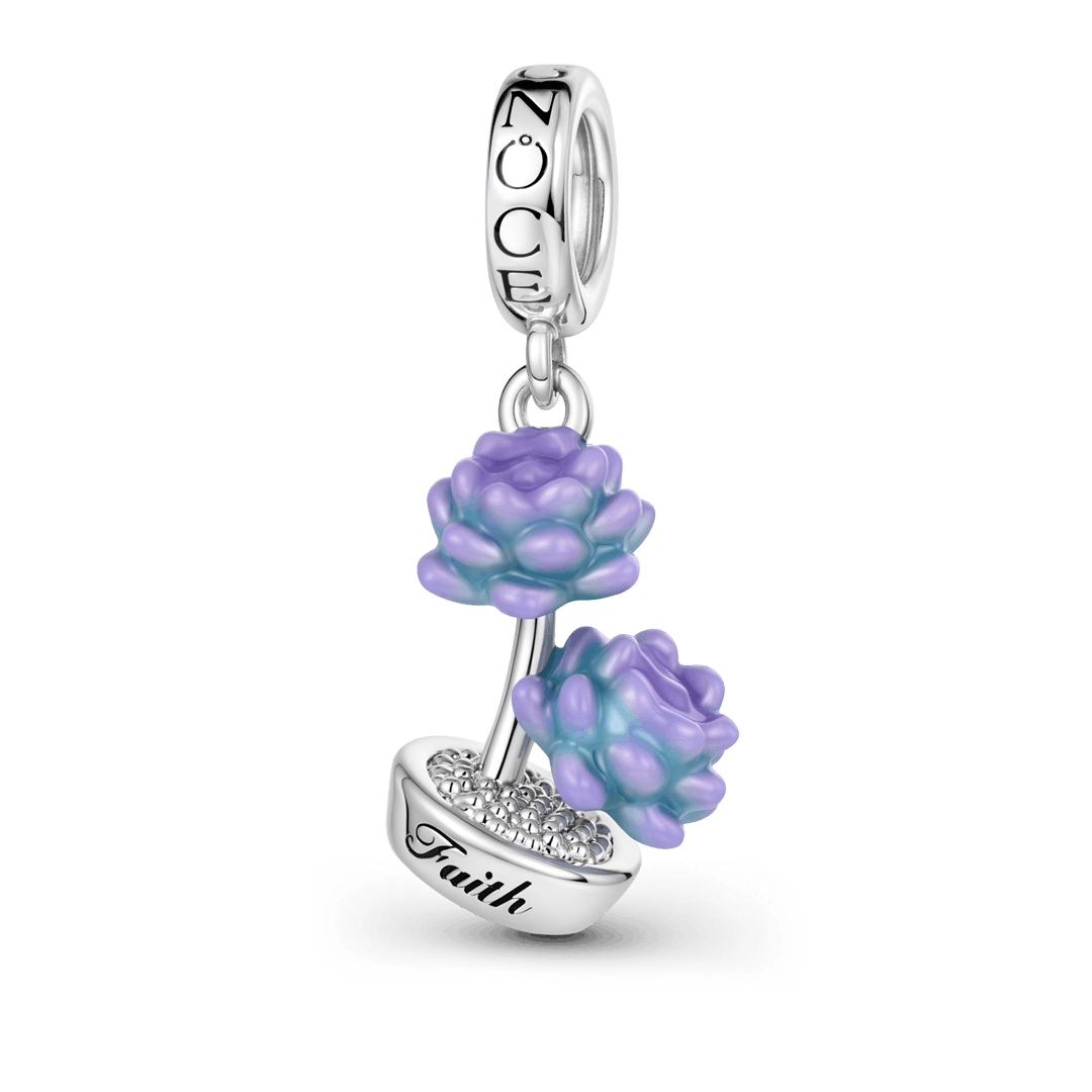 Gnoce Gradient Blue Lotus Faith Dangle Charm Platinum-plated Silver Blend_1