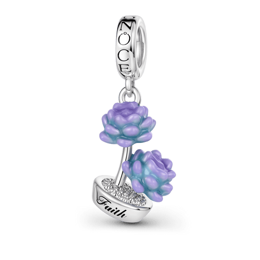 Gnoce Gradient Blue Lotus Faith Dangle Charm Platinum-plated Silver Blend_1