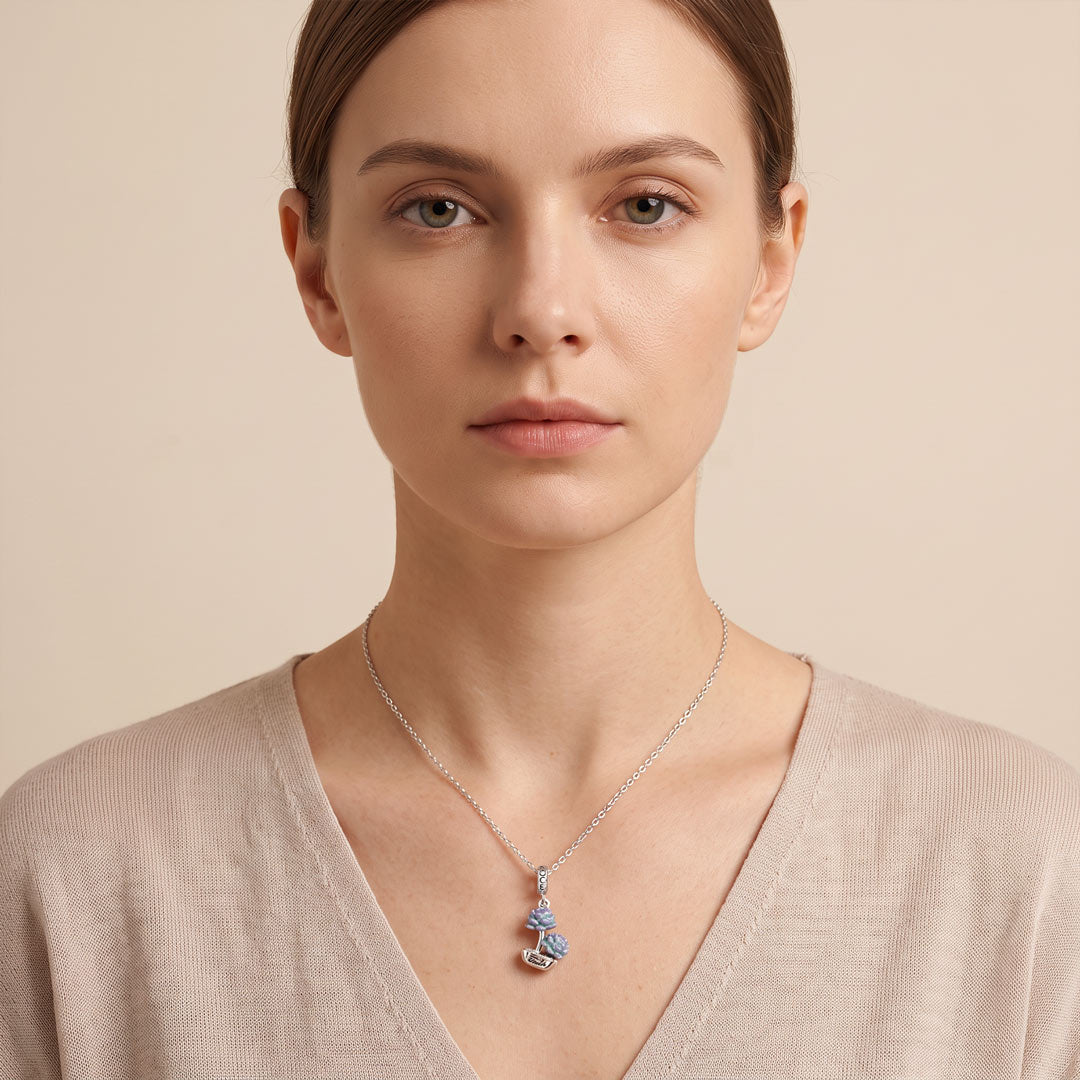 Gnoce Gradient Blue Lotus Faith Dangle Charm Platinum-plated Silver Blend_4