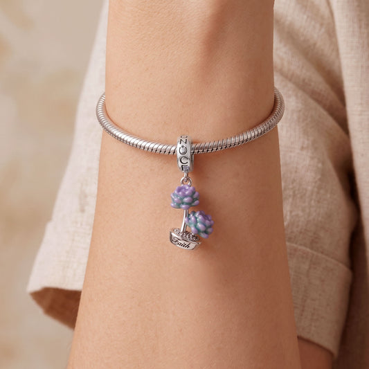 Gnoce Gradient Blue Lotus Faith Dangle Charm Platinum-plated Silver Blend_2