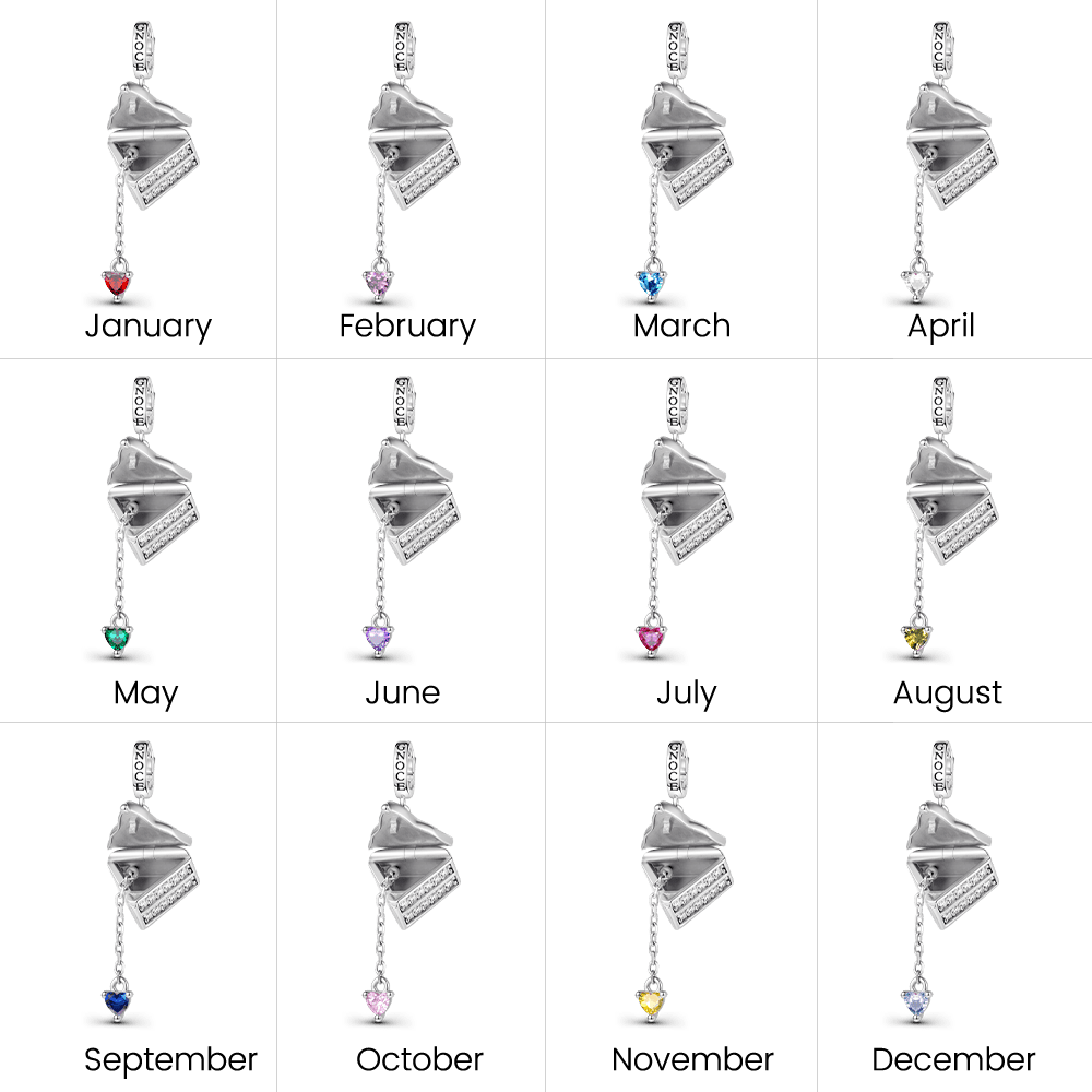 Gnoce Strawberry Cake Birthstone Clasp Dangle Charm Platinum-plated Silver Blend_7