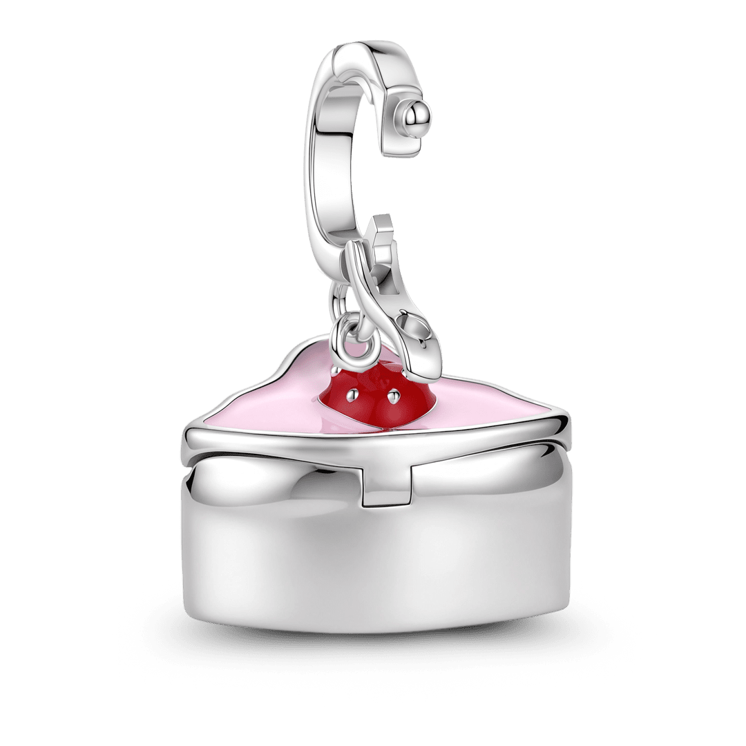 Gnoce Strawberry Cake Birthstone Clasp Dangle Charm Platinum-plated Silver Blend_6