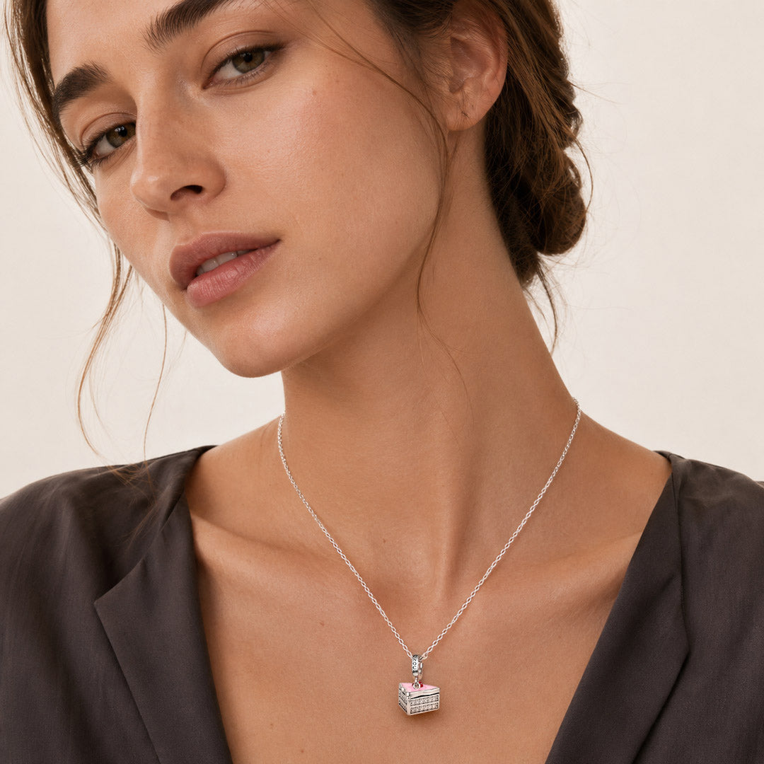 Gnoce Strawberry Cake Birthstone Clasp Dangle Charm Platinum-plated Silver Blend_5