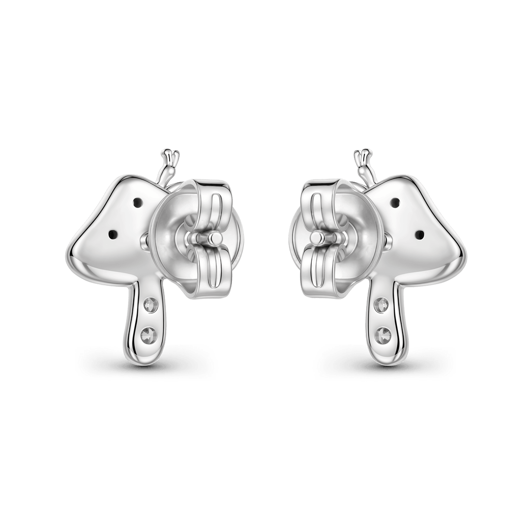 Gnoce Cute Mushroom Snail Moon Star Stud Earrings_4