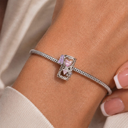 Gnoce Butterfly Flower Hourglass Bead Platinum-plated Silver Blend_2