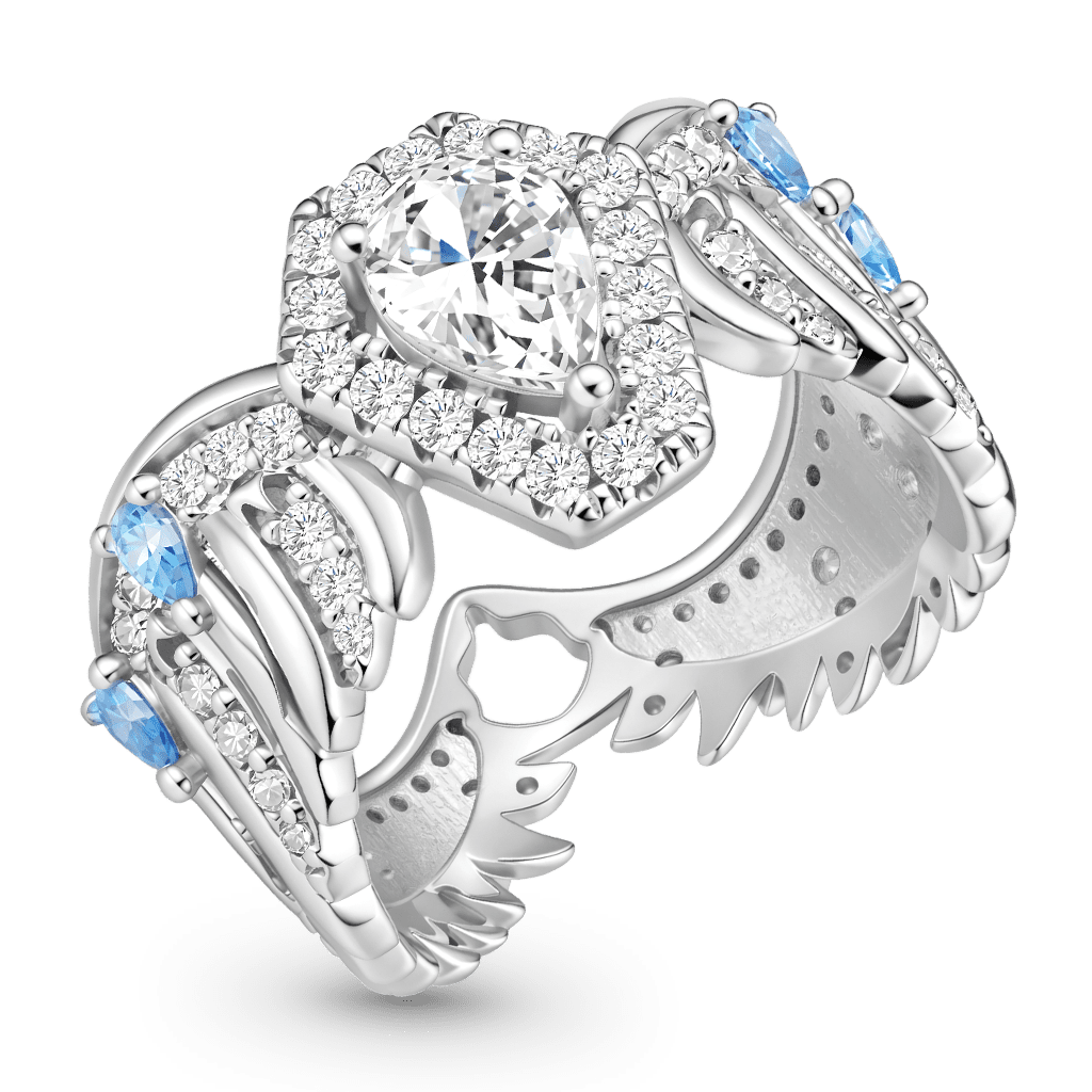 Gnoce Wings Coffin Pear-Shaped Ring Platinum-plated Silver Blend_4