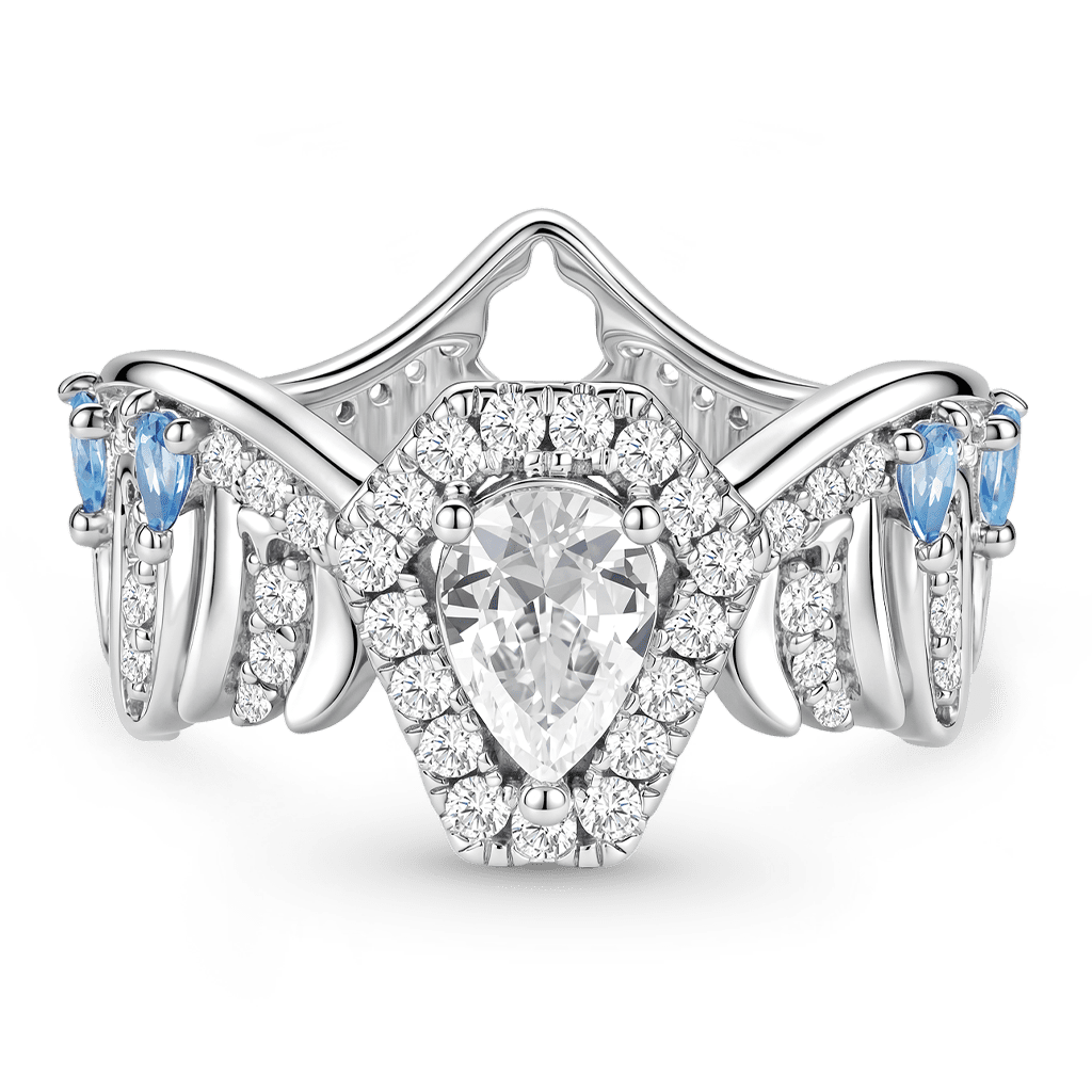 Gnoce Wings Coffin Pear-Shaped Ring Platinum-plated Silver Blend_1