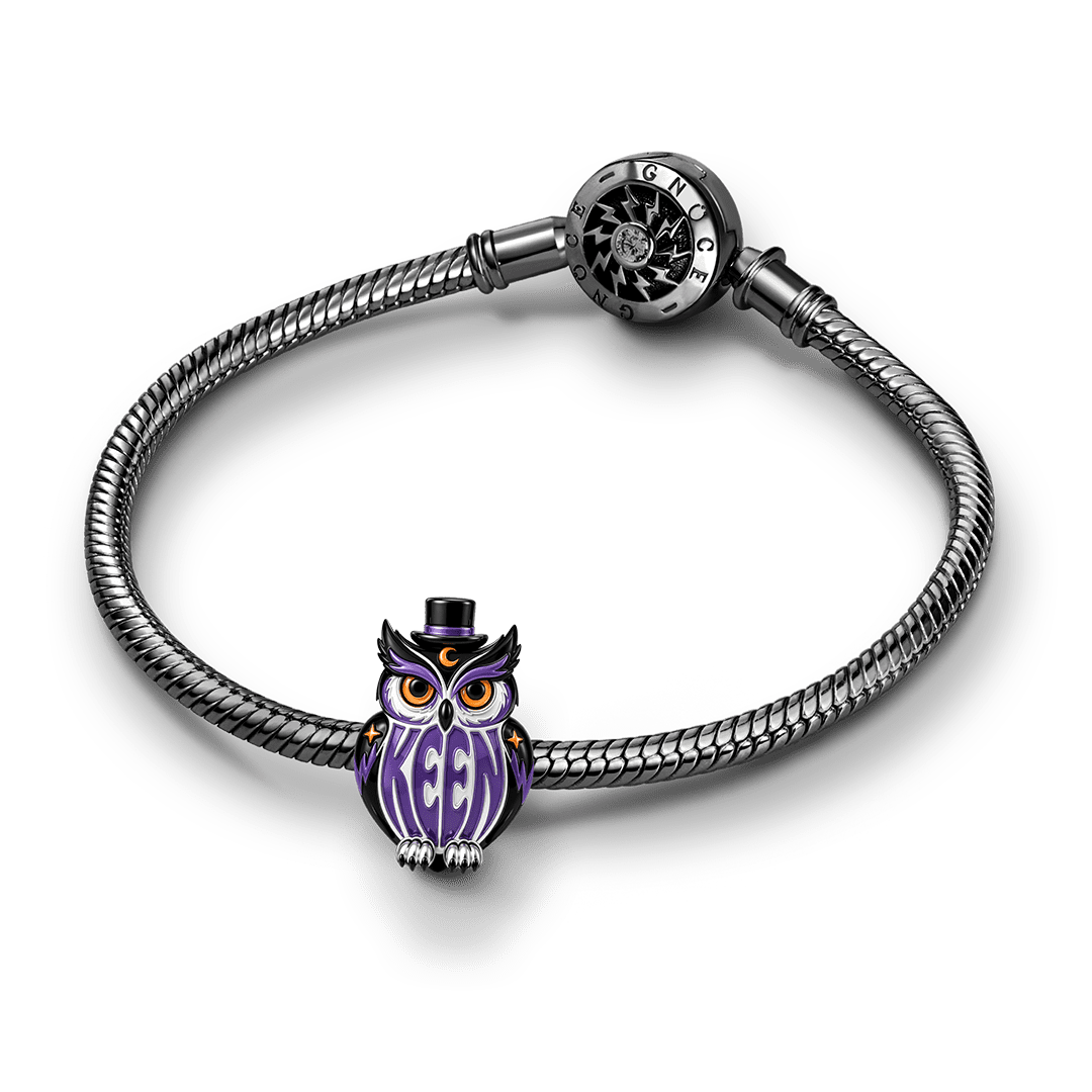 Gnoce Glow In Dark Wisdom Keen Owl Charm Bead Platinum‑plated Silver Blend_4