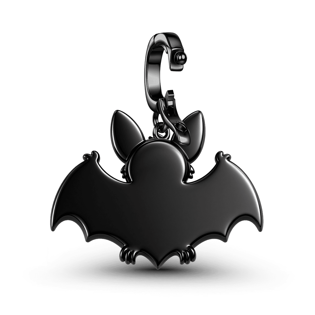 Gnoce Glow In Dark Mystery Night Skull Bat Clasp Dangle Charm Platinum‑plated Silver Blend_7