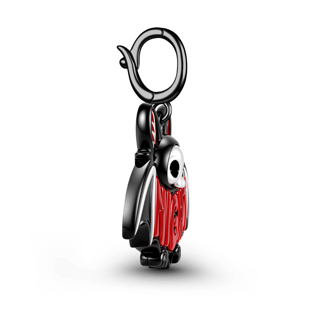 Gnoce Glow In Dark Mystery Night Skull Bat Clasp Dangle Charm Platinum‑plated Silver Blend_6