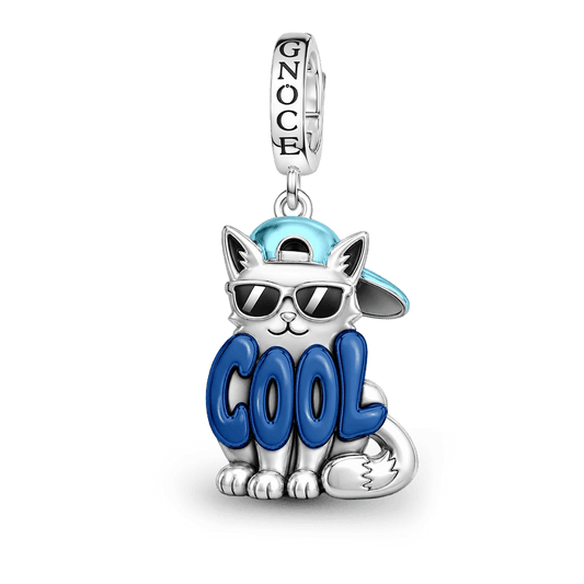 Gnoce Stay Cool Cat Clasp Dangle Charm Platinum-plated Silver Blend_1