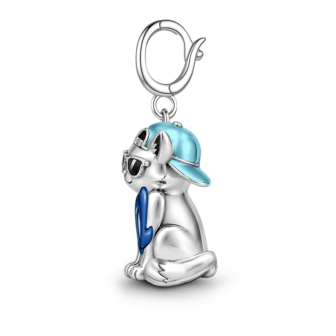 Gnoce Stay Cool Cat Clasp Dangle Charm Platinum-plated Silver Blend_5