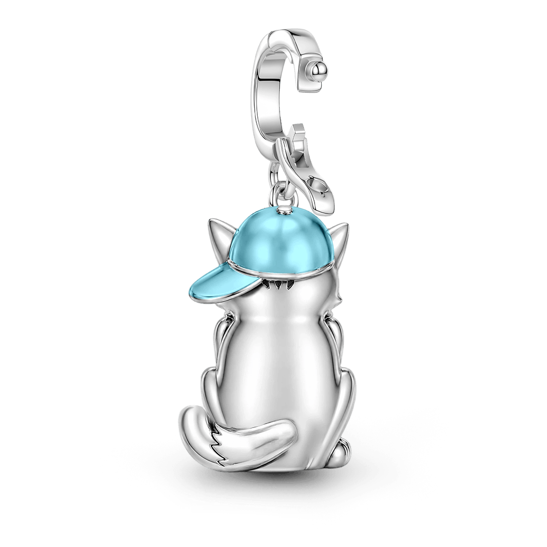 Gnoce Stay Cool Cat Clasp Dangle Charm Platinum-plated Silver Blend_6