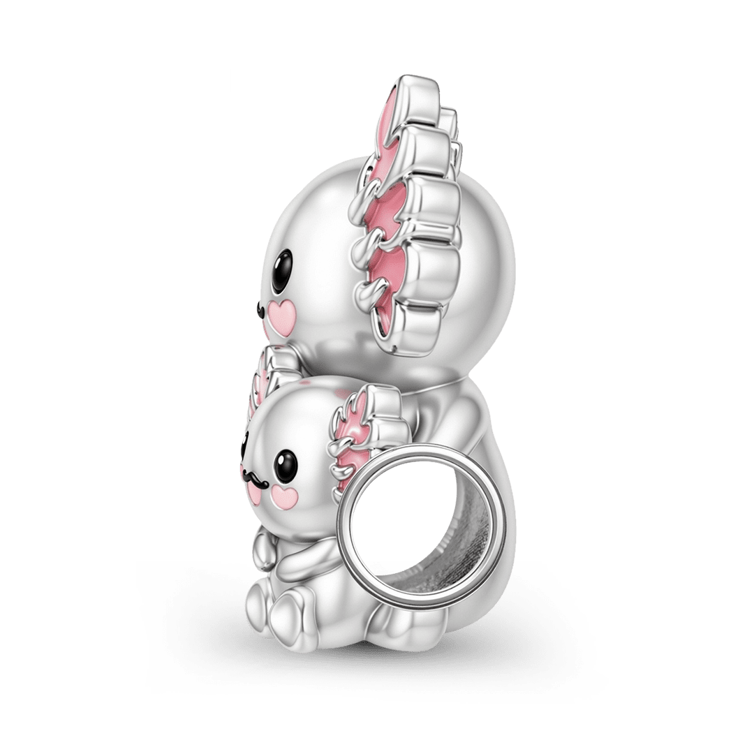 Gnoce Salamander Mother And Baby Charm Bead Platinum‑plated Silver Blend_5